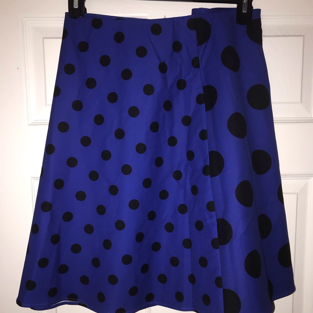 Blue and black polka dots skater skirt Eloquii